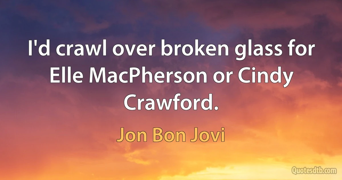 I'd crawl over broken glass for Elle MacPherson or Cindy Crawford. (Jon Bon Jovi)