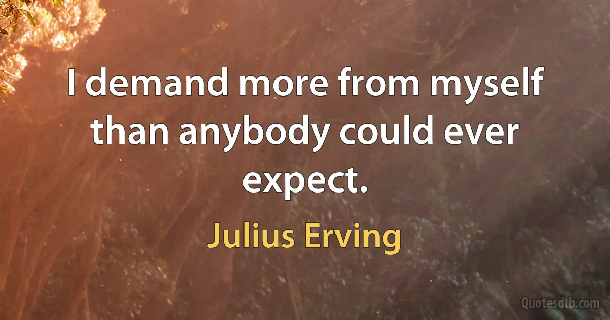 I demand more from myself than anybody could ever expect. (Julius Erving)