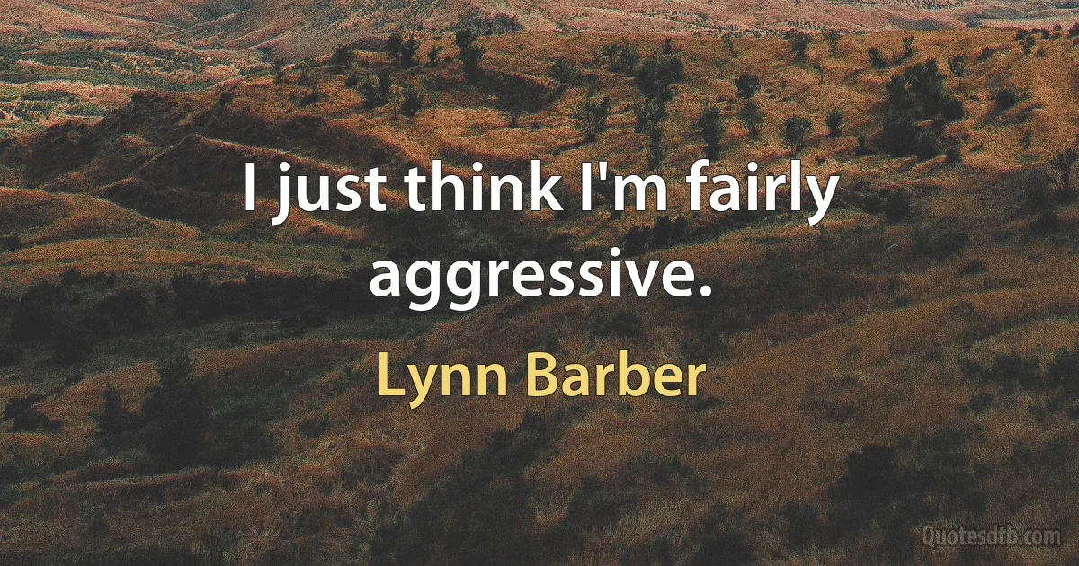 I just think I'm fairly aggressive. (Lynn Barber)