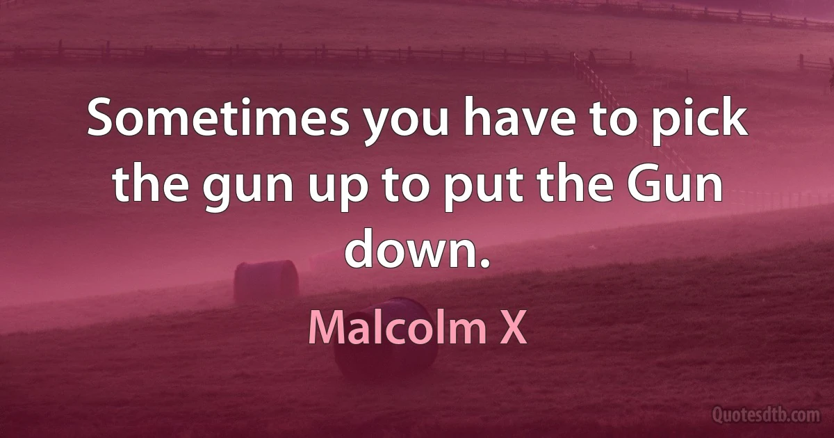 Sometimes you have to pick the gun up to put the Gun down. (Malcolm X)