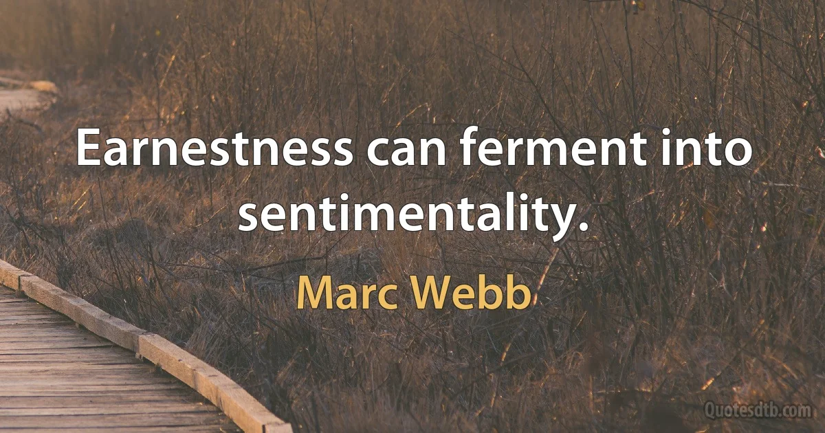 Earnestness can ferment into sentimentality. (Marc Webb)