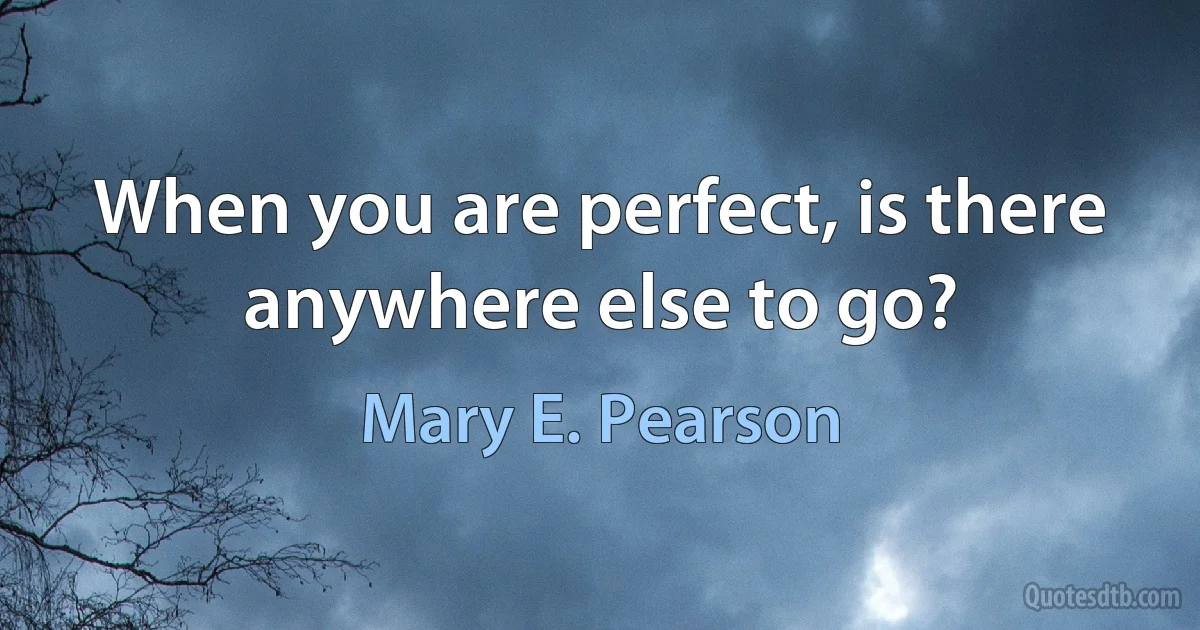 When you are perfect, is there anywhere else to go? (Mary E. Pearson)