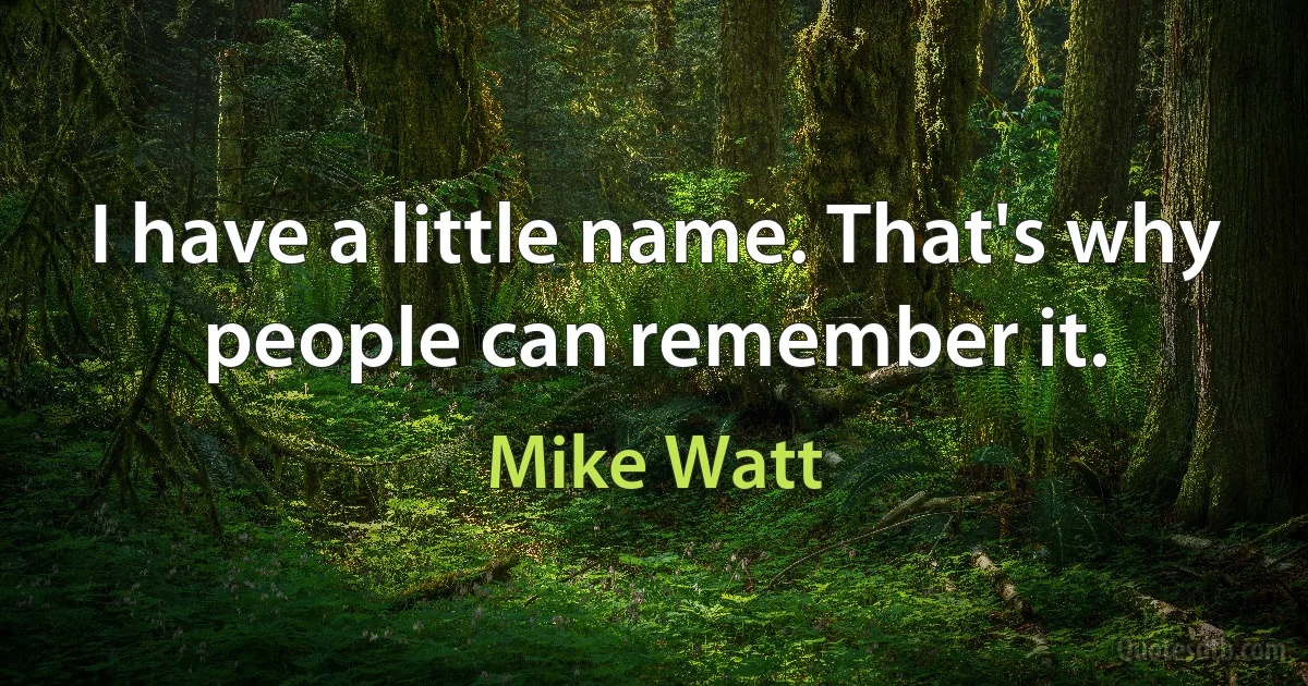 I have a little name. That's why people can remember it. (Mike Watt)