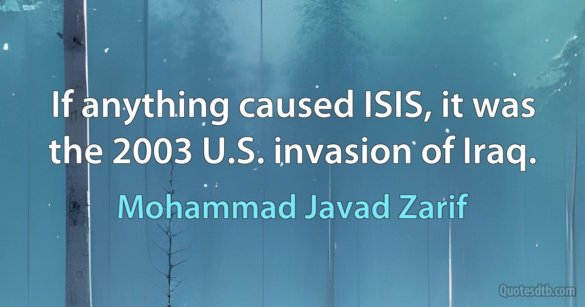 If anything caused ISIS, it was the 2003 U.S. invasion of Iraq. (Mohammad Javad Zarif)