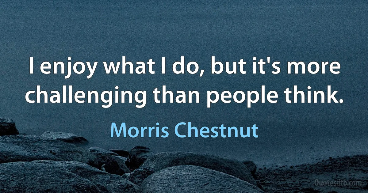 I enjoy what I do, but it's more challenging than people think. (Morris Chestnut)