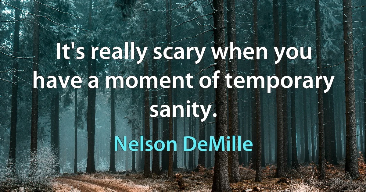 It's really scary when you have a moment of temporary sanity. (Nelson DeMille)