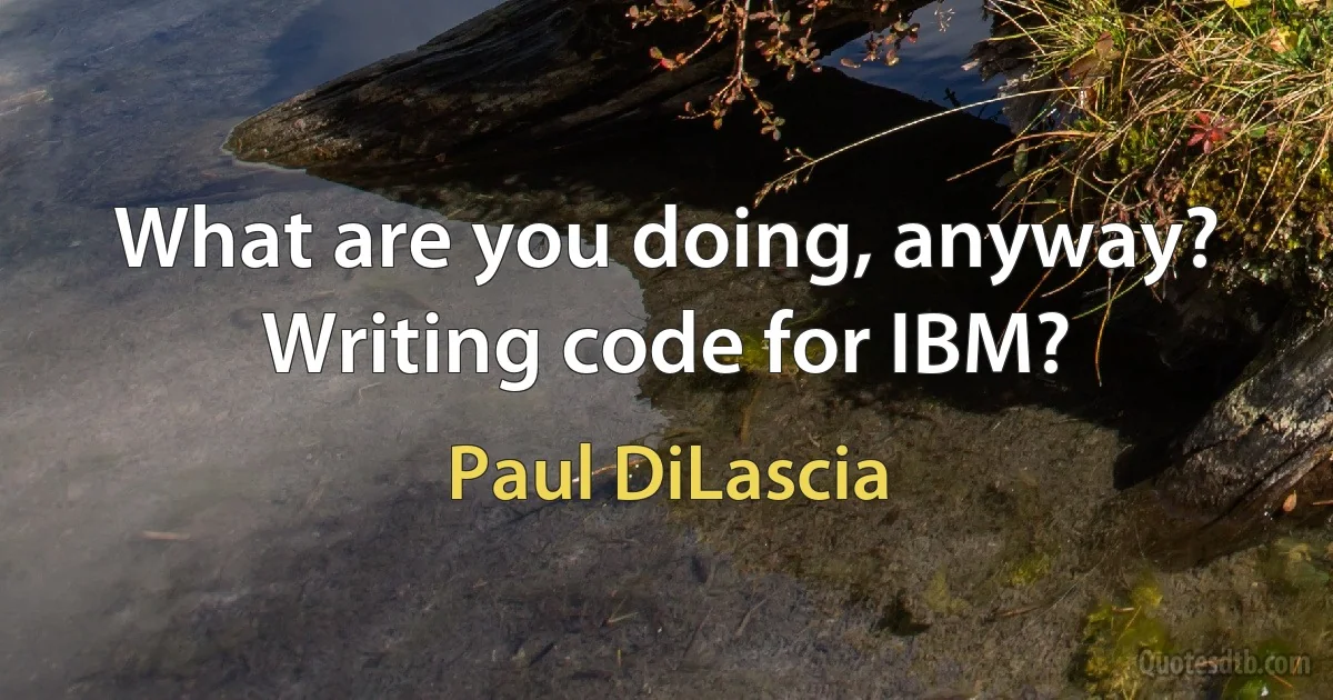 What are you doing, anyway? Writing code for IBM? (Paul DiLascia)