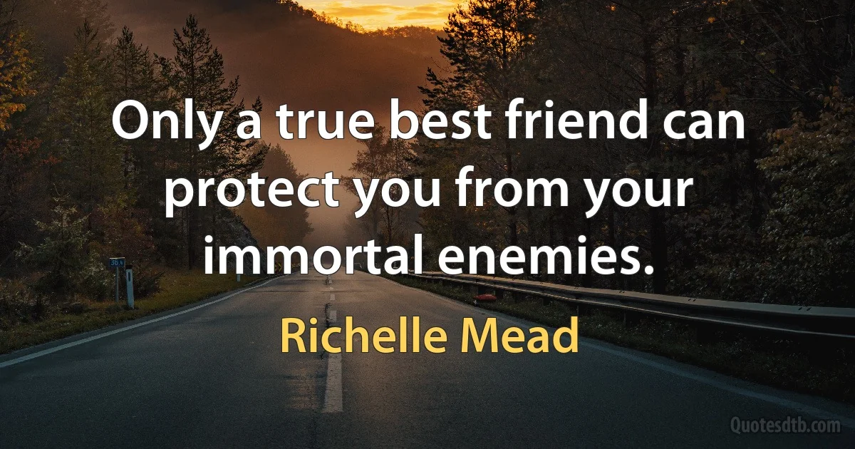 Only a true best friend can protect you from your immortal enemies. (Richelle Mead)