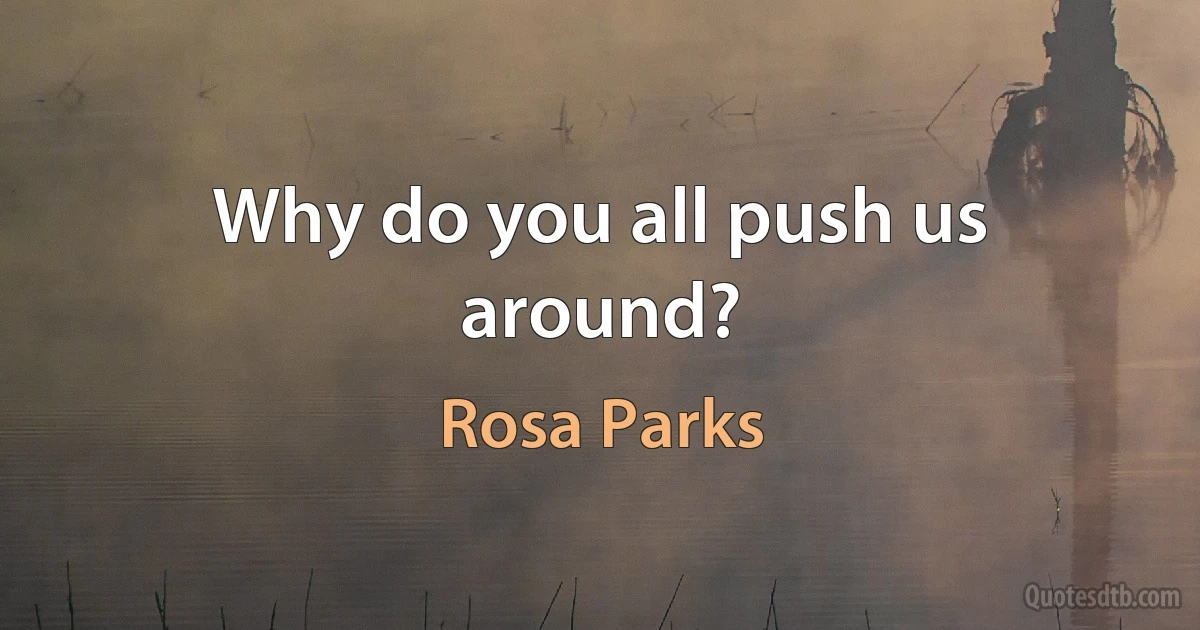 Why do you all push us around? (Rosa Parks)