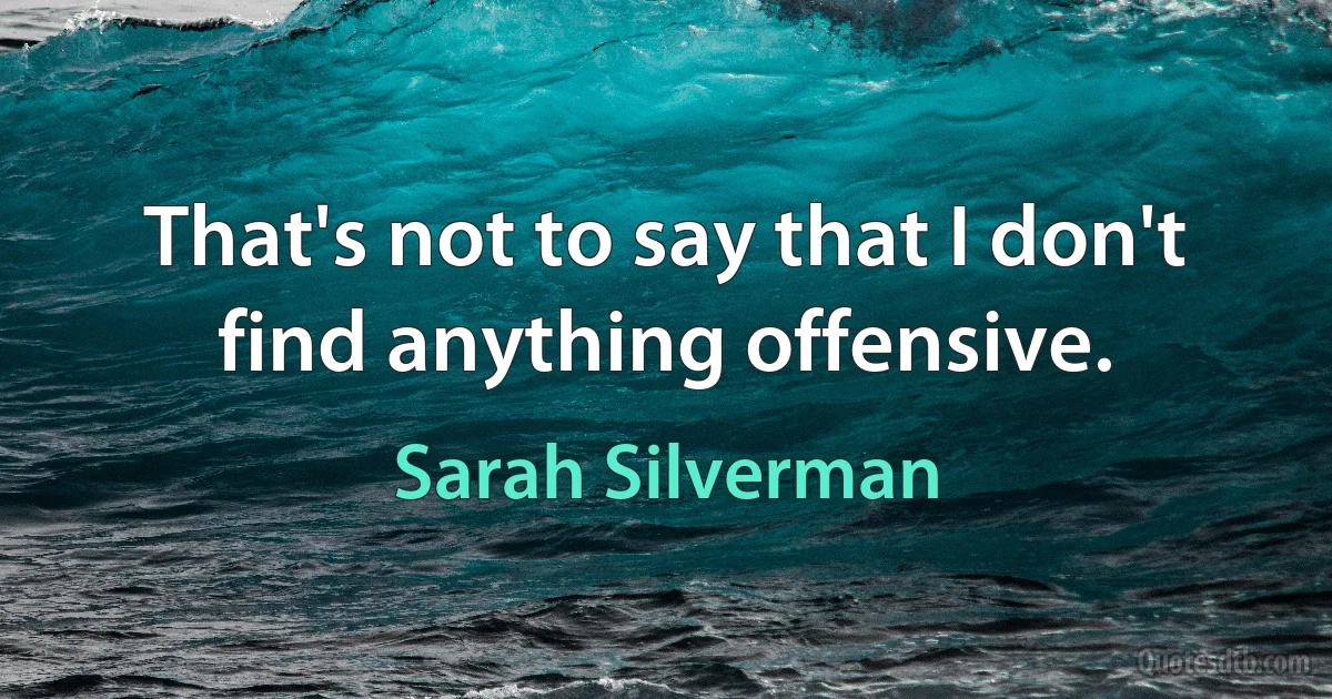 That's not to say that I don't find anything offensive. (Sarah Silverman)