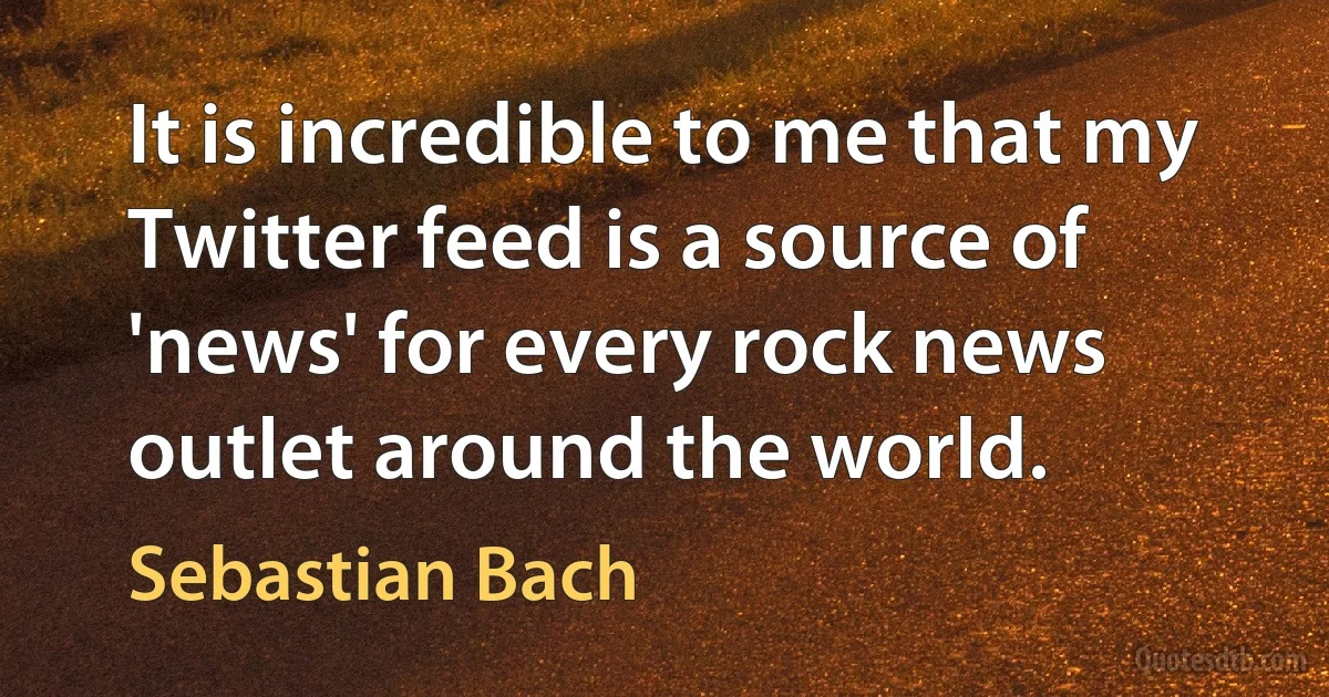 It is incredible to me that my Twitter feed is a source of 'news' for every rock news outlet around the world. (Sebastian Bach)