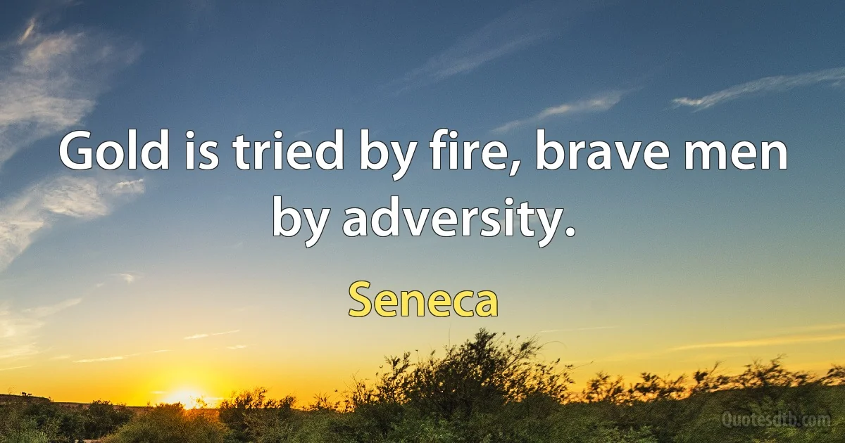 Gold is tried by fire, brave men by adversity. (Seneca)