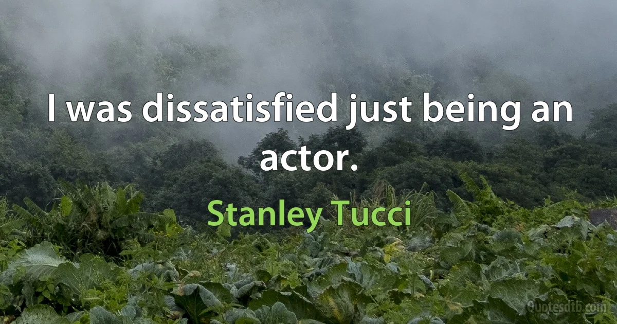 I was dissatisfied just being an actor. (Stanley Tucci)