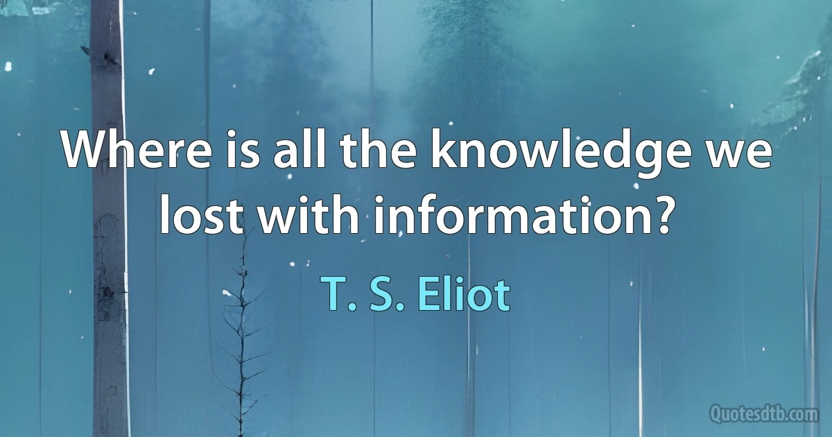 Where is all the knowledge we lost with information? (T. S. Eliot)