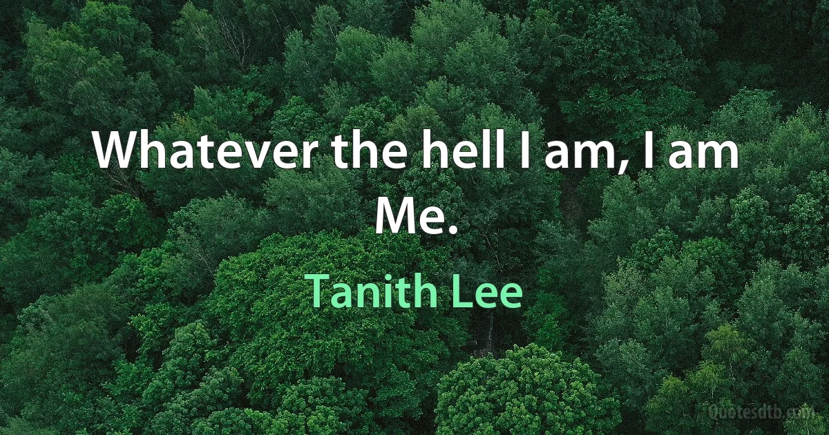 Whatever the hell I am, I am Me. (Tanith Lee)