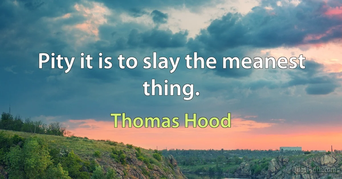 Pity it is to slay the meanest thing. (Thomas Hood)