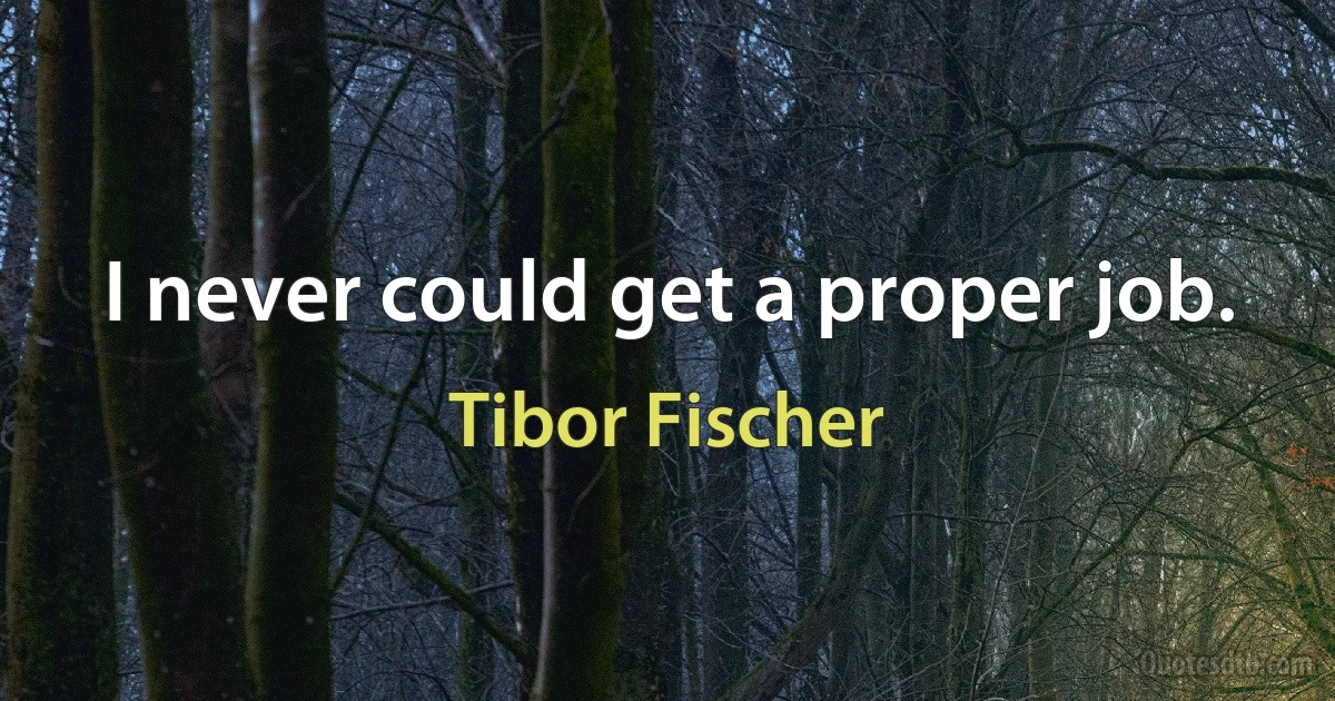 I never could get a proper job. (Tibor Fischer)