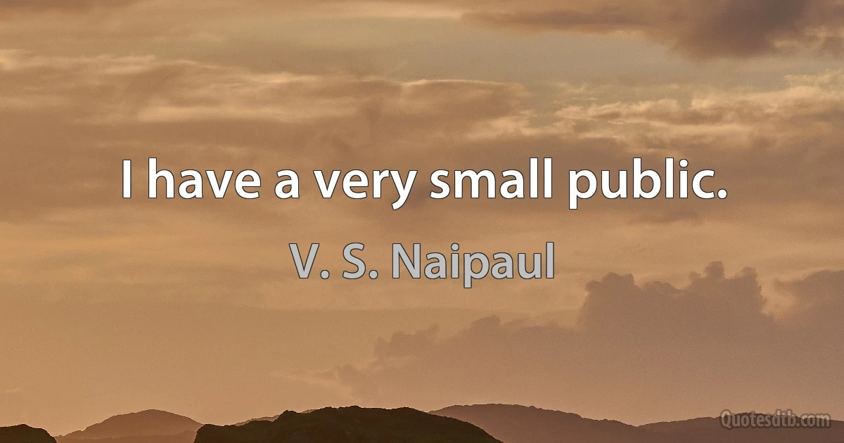 I have a very small public. (V. S. Naipaul)