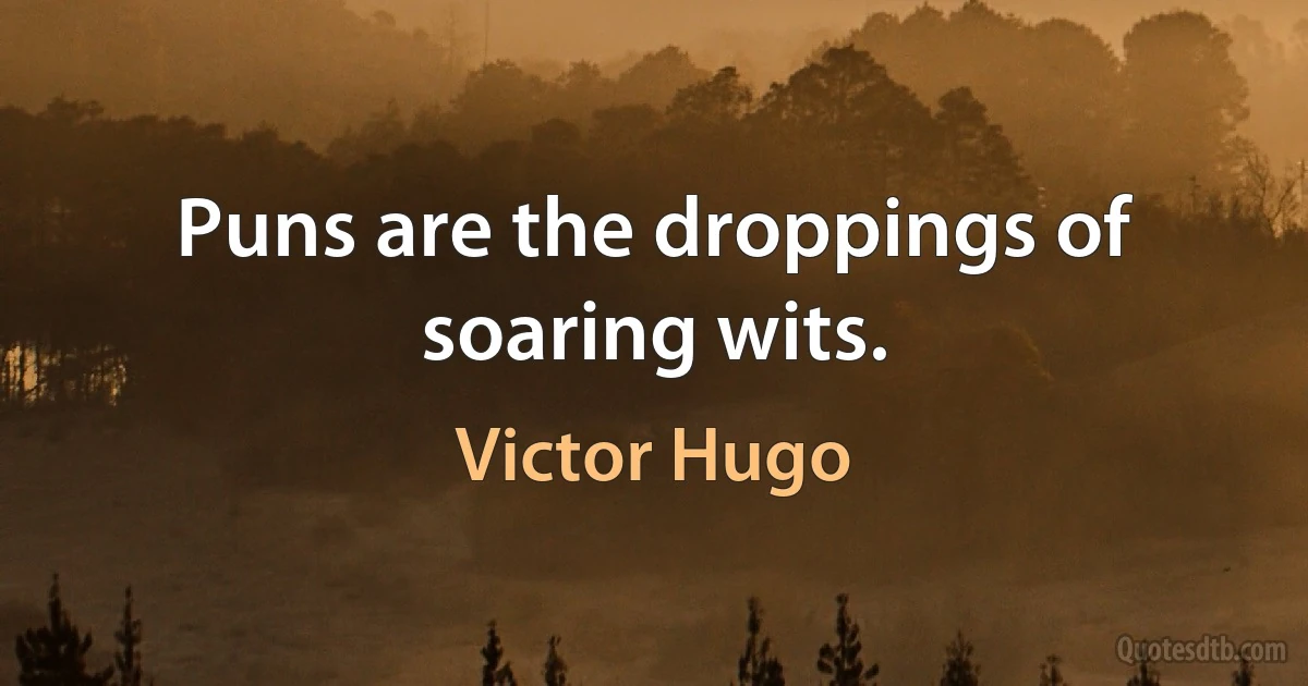 Puns are the droppings of soaring wits. (Victor Hugo)