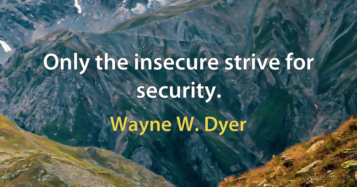 Only the insecure strive for security. (Wayne W. Dyer)