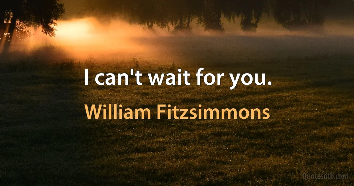 I can't wait for you. (William Fitzsimmons)