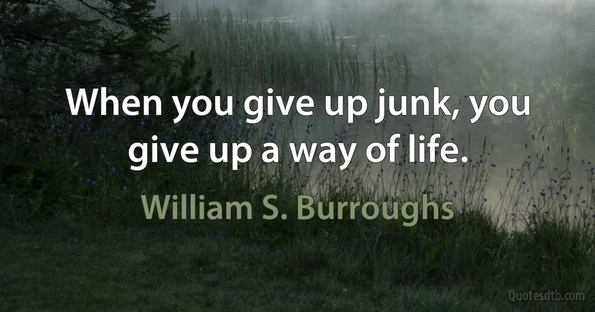 When you give up junk, you give up a way of life. (William S. Burroughs)