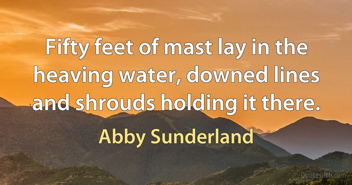 Fifty feet of mast lay in the heaving water, downed lines and shrouds holding it there. (Abby Sunderland)