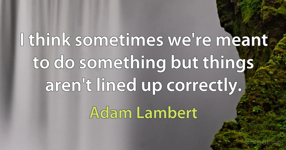 I think sometimes we're meant to do something but things aren't lined up correctly. (Adam Lambert)