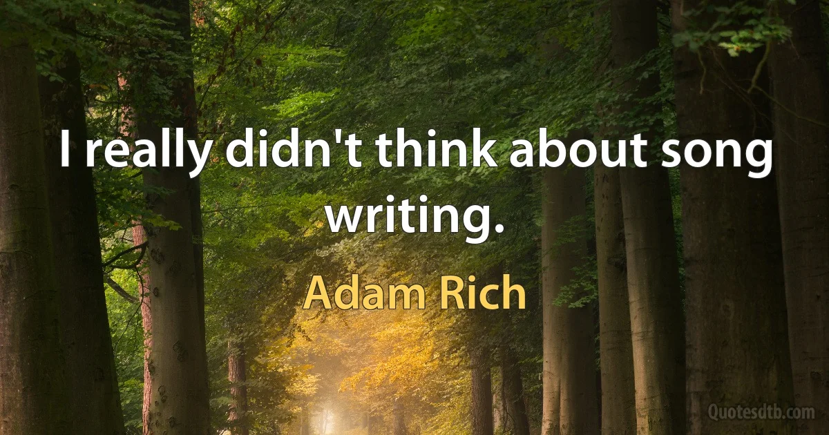 I really didn't think about song writing. (Adam Rich)