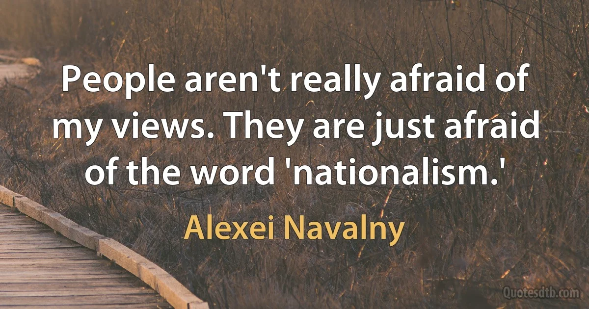 People aren't really afraid of my views. They are just afraid of the word 'nationalism.' (Alexei Navalny)