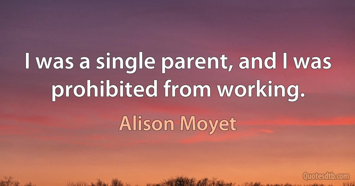 I was a single parent, and I was prohibited from working. (Alison Moyet)