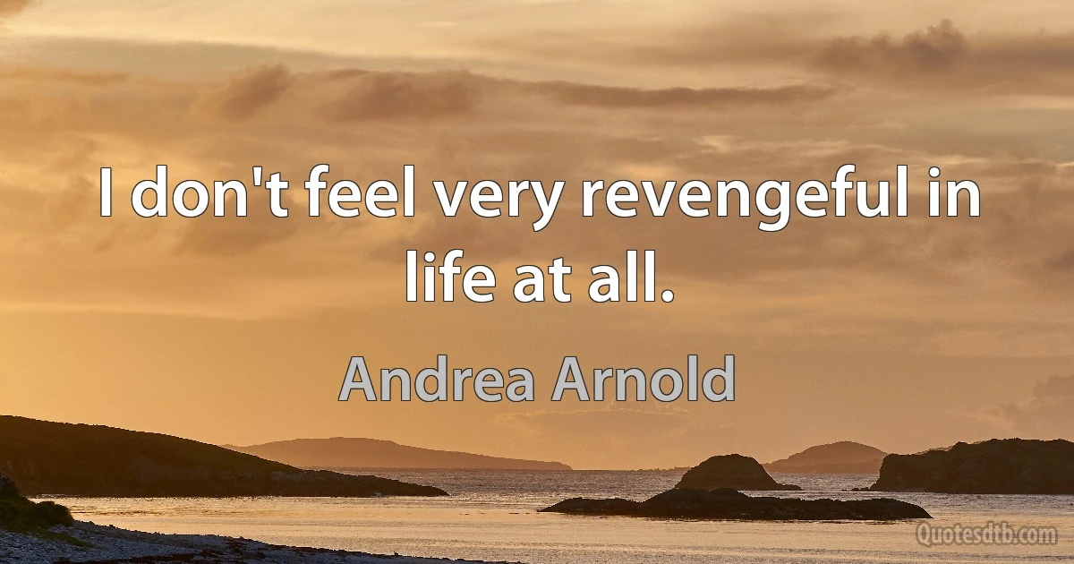 I don't feel very revengeful in life at all. (Andrea Arnold)