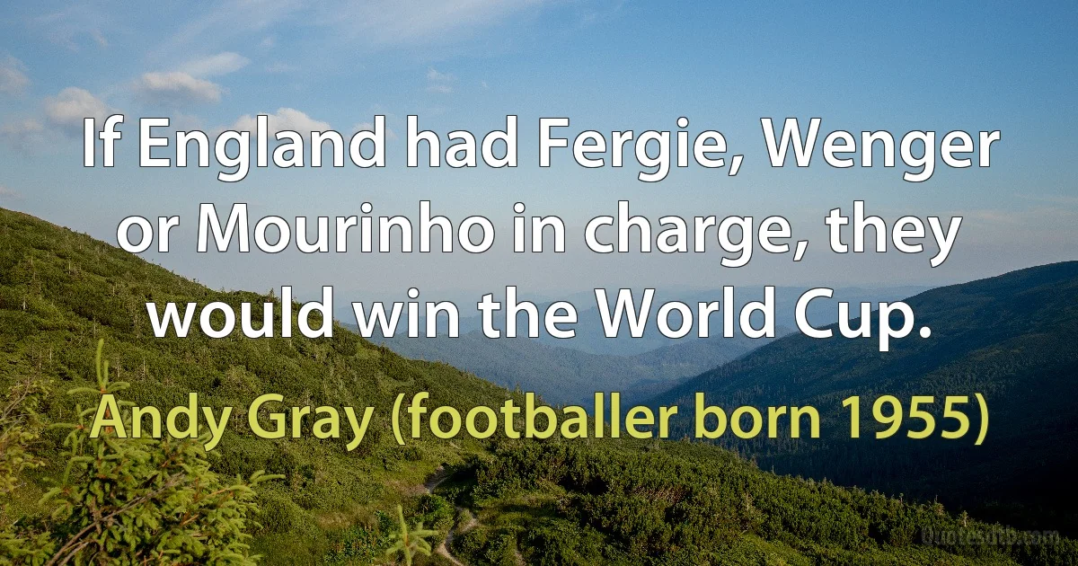 If England had Fergie, Wenger or Mourinho in charge, they would win the World Cup. (Andy Gray (footballer born 1955))