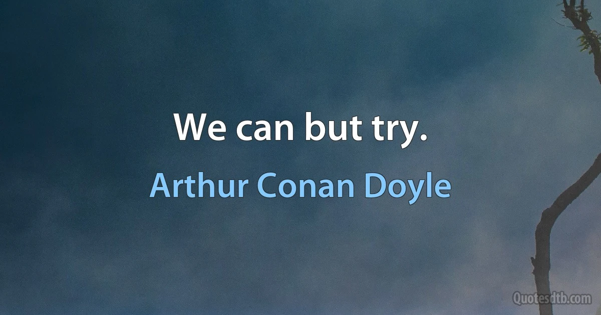 We can but try. (Arthur Conan Doyle)