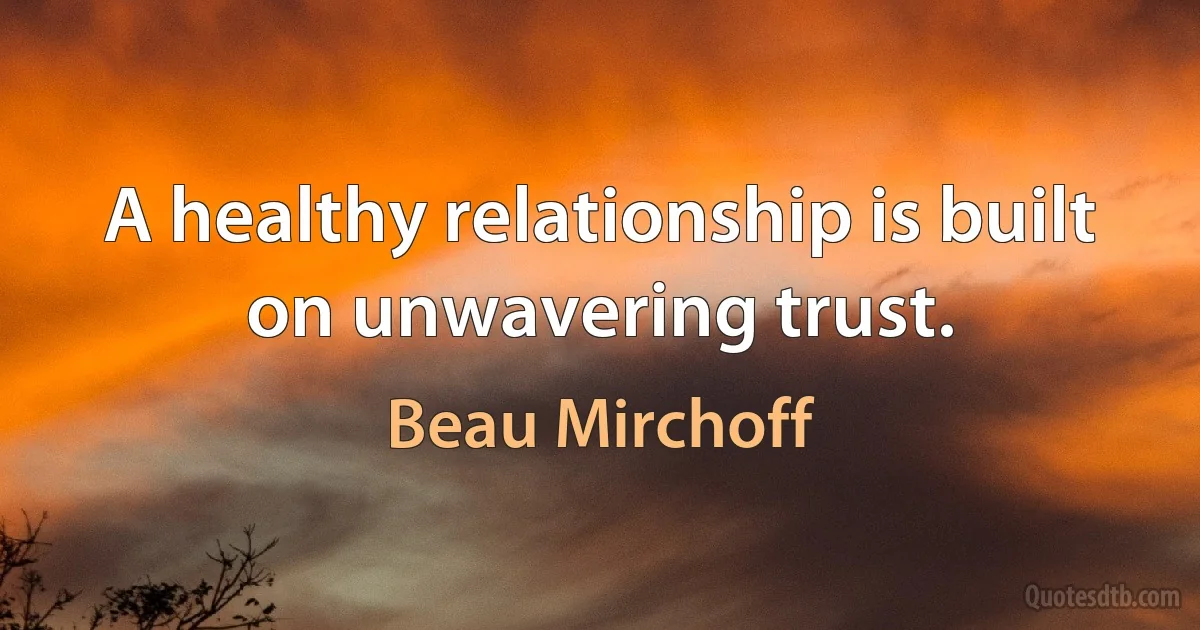 A healthy relationship is built on unwavering trust. (Beau Mirchoff)