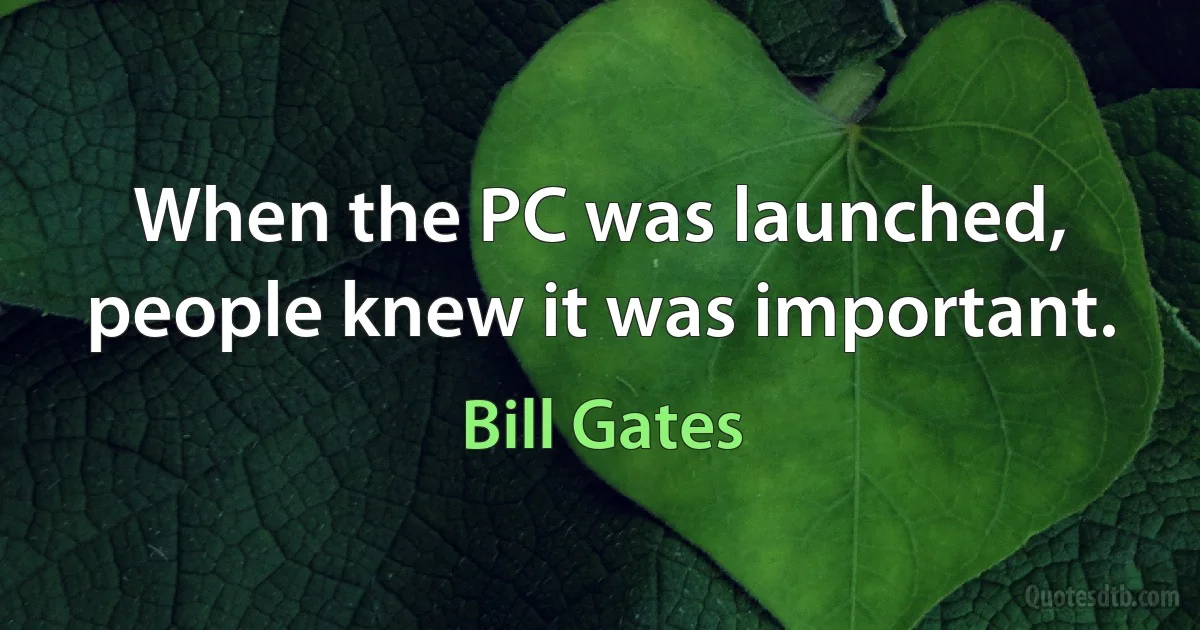 When the PC was launched, people knew it was important. (Bill Gates)