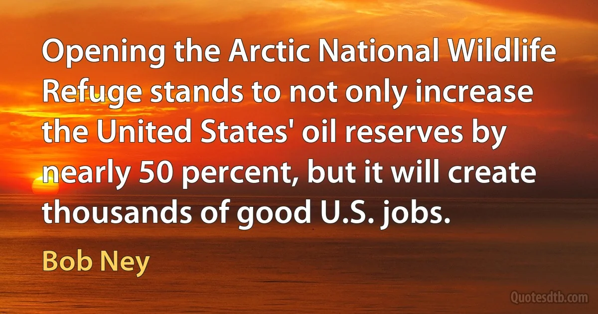 Opening the Arctic National Wildlife Refuge stands to not only increase the United States' oil reserves by nearly 50 percent, but it will create thousands of good U.S. jobs. (Bob Ney)