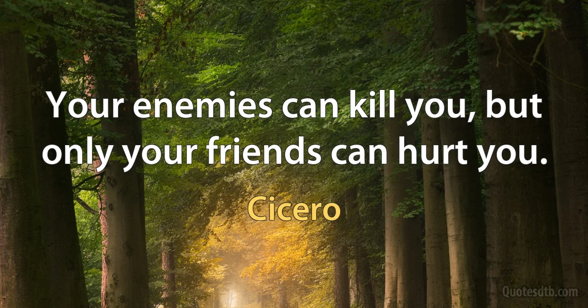 Your enemies can kill you, but only your friends can hurt you. (Cicero)