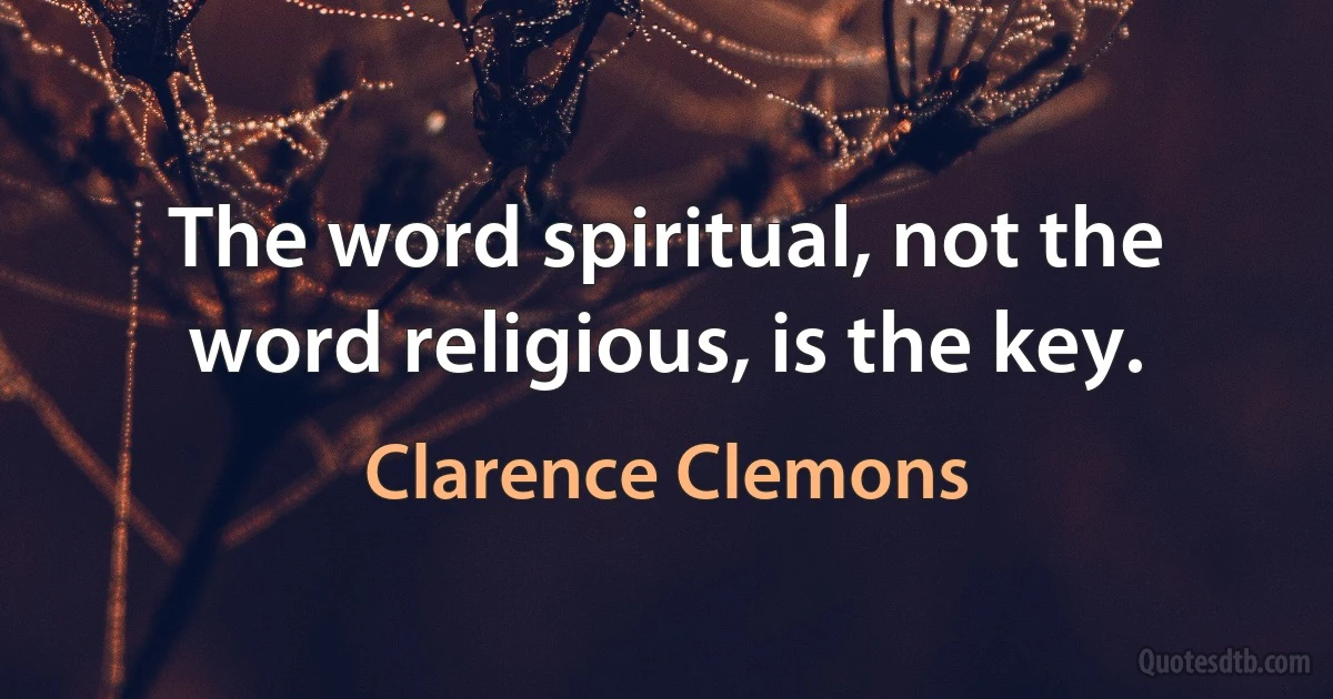 The word spiritual, not the word religious, is the key. (Clarence Clemons)