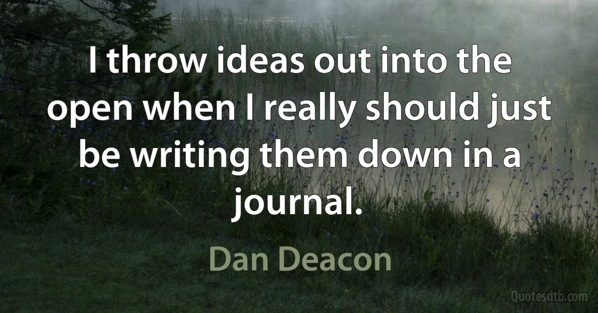 I throw ideas out into the open when I really should just be writing them down in a journal. (Dan Deacon)