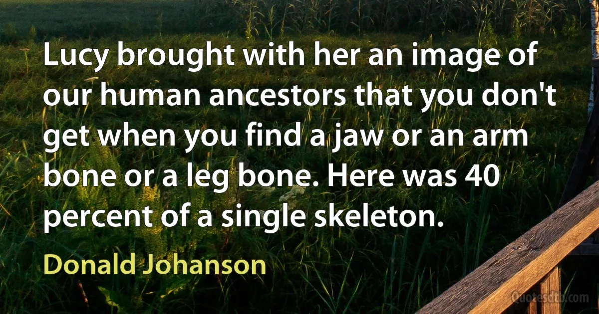 Lucy brought with her an image of our human ancestors that you don't get when you find a jaw or an arm bone or a leg bone. Here was 40 percent of a single skeleton. (Donald Johanson)