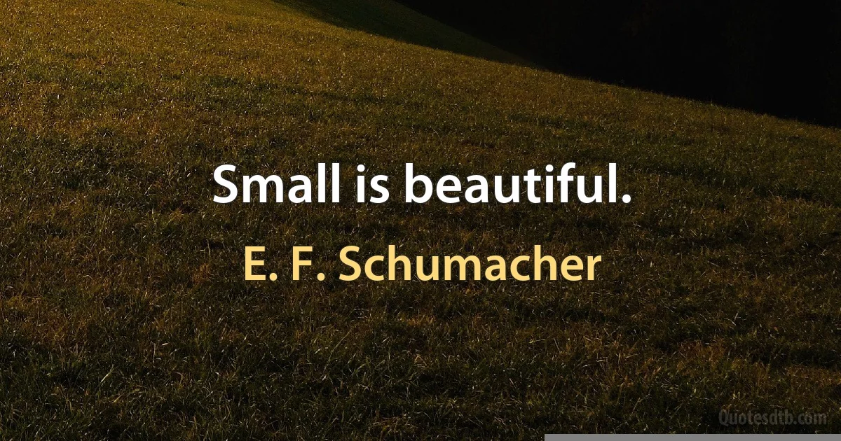 Small is beautiful. (E. F. Schumacher)