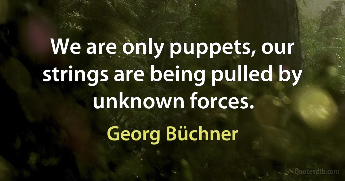 We are only puppets, our strings are being pulled by unknown forces. (Georg Büchner)