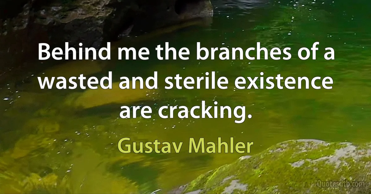 Behind me the branches of a wasted and sterile existence are cracking. (Gustav Mahler)