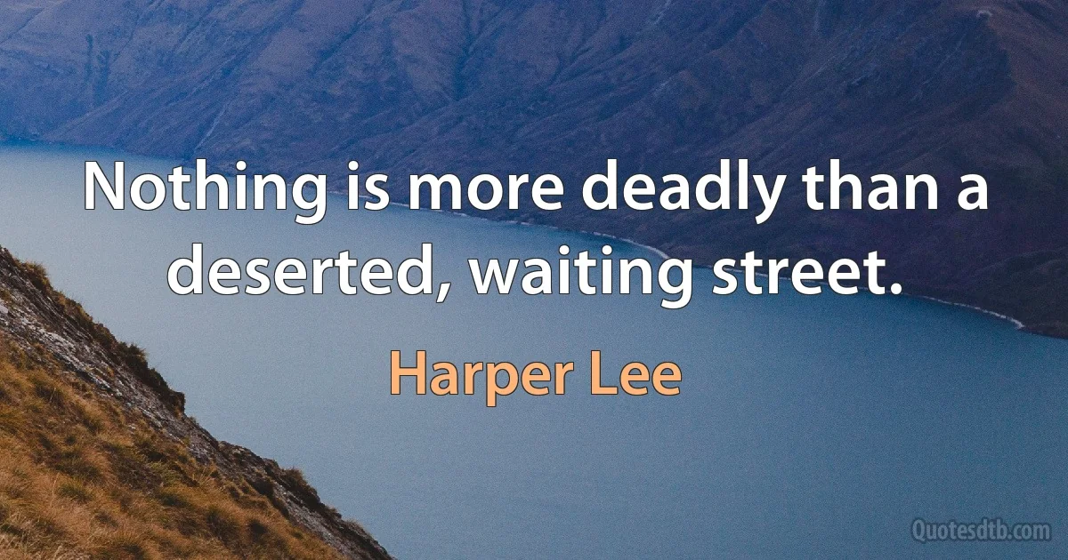 Nothing is more deadly than a deserted, waiting street. (Harper Lee)