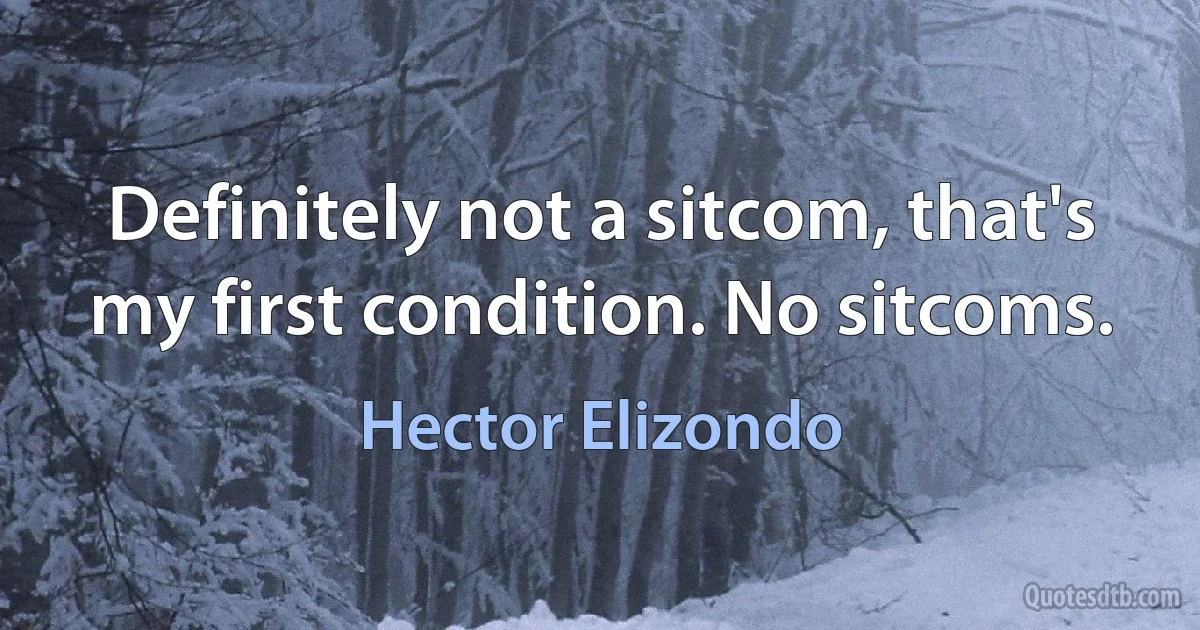 Definitely not a sitcom, that's my first condition. No sitcoms. (Hector Elizondo)