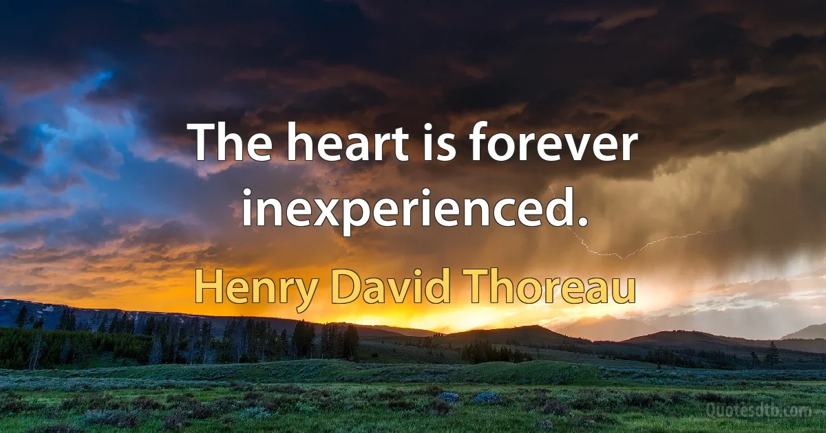 The heart is forever inexperienced. (Henry David Thoreau)