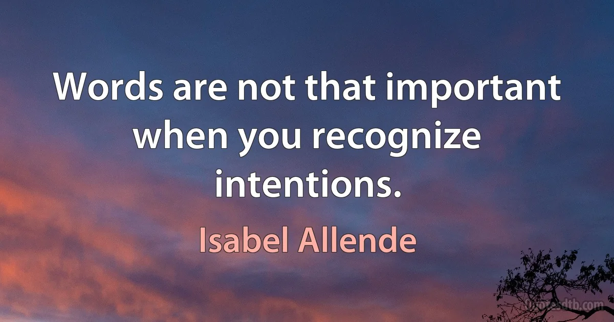 Words are not that important when you recognize intentions. (Isabel Allende)