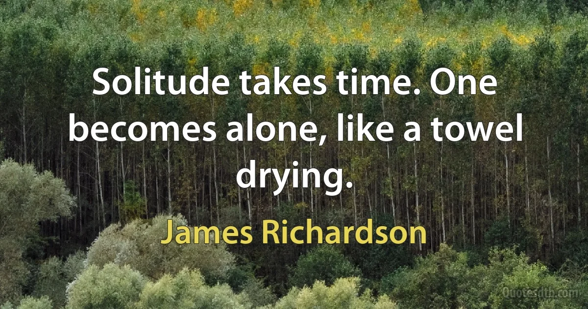 Solitude takes time. One becomes alone, like a towel drying. (James Richardson)