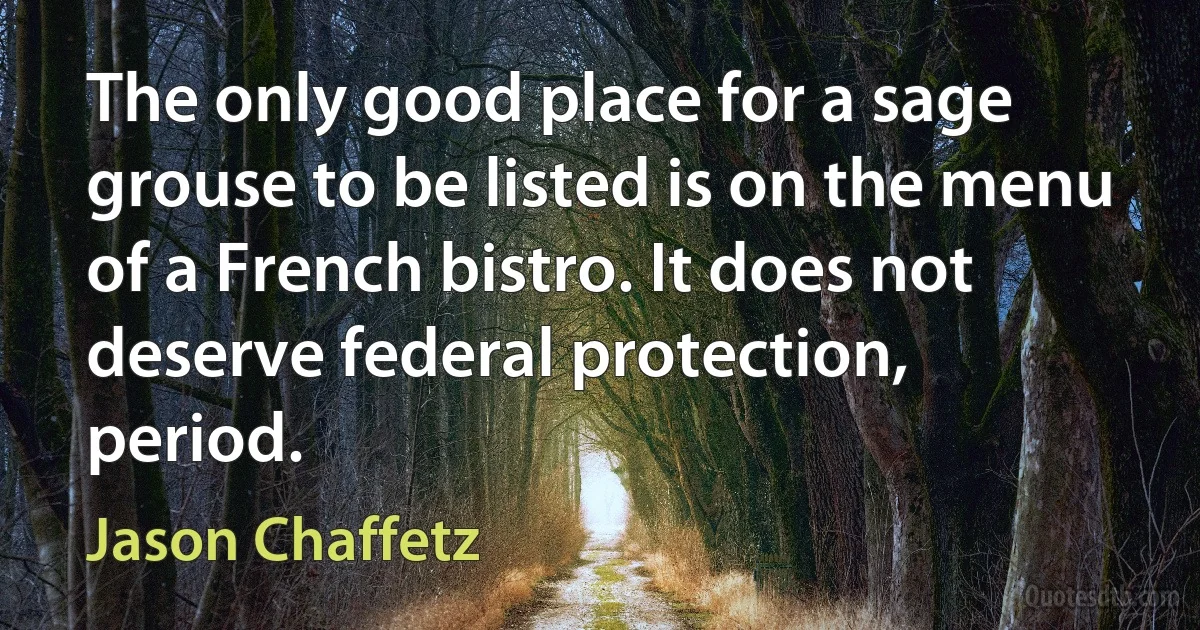 The only good place for a sage grouse to be listed is on the menu of a French bistro. It does not deserve federal protection, period. (Jason Chaffetz)